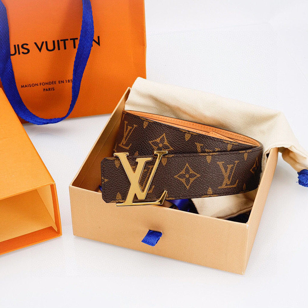 Luxury Monogram Belt with Gold Buckle
