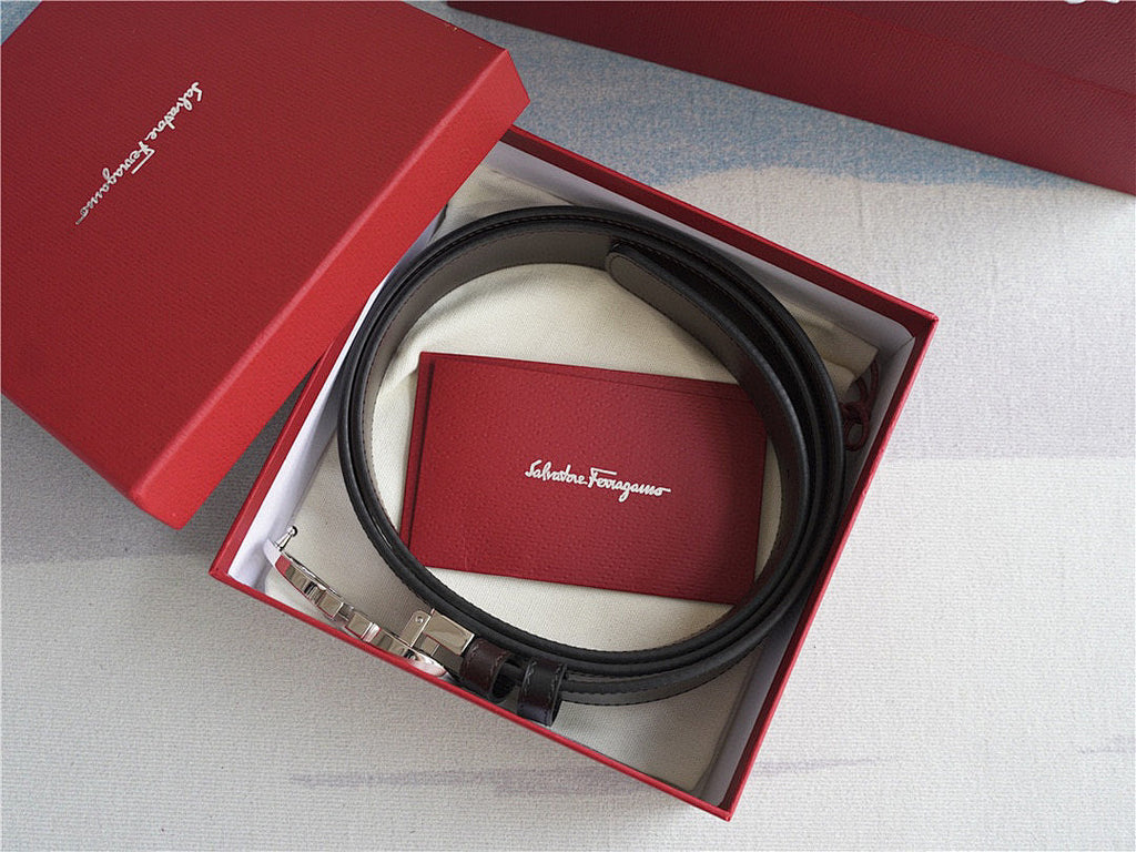 Classic Silver-Buckle Leather Belt