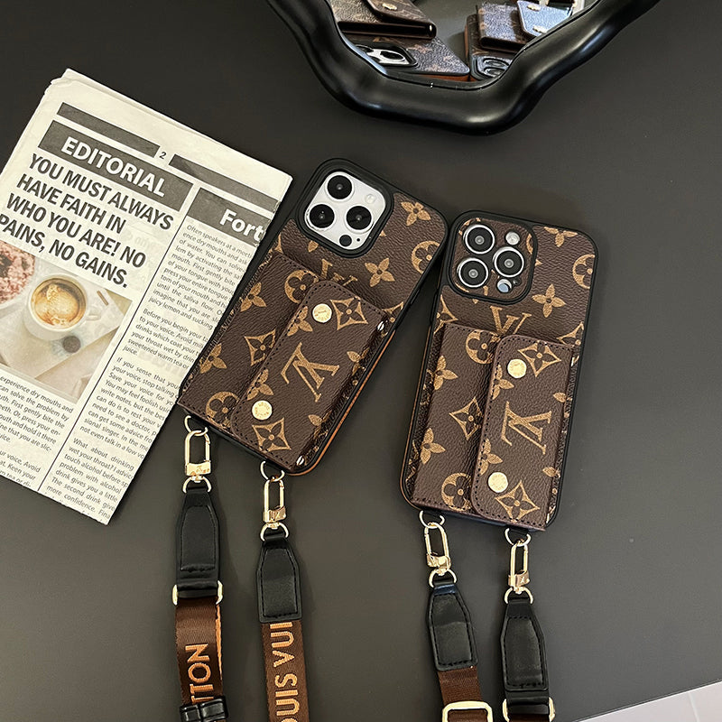 Luxury Card Bag Chain Brown iPhone Case