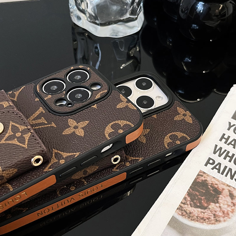 Luxury Card Bag Chain Brown iPhone Case