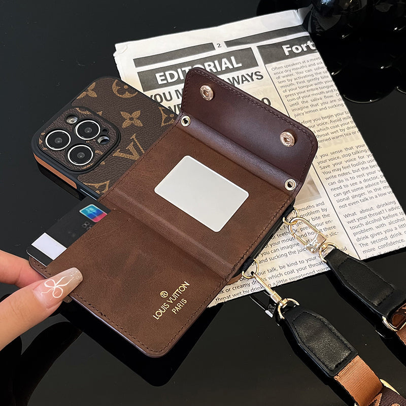 Luxury Card Bag Chain Brown iPhone Case