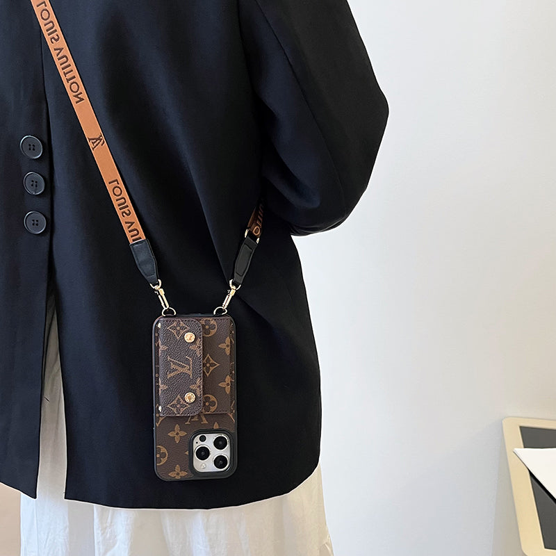Luxury Card Bag Chain Brown iPhone Case
