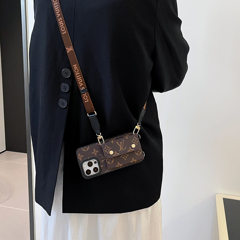 Luxury Card Bag Chain Brown iPhone Case