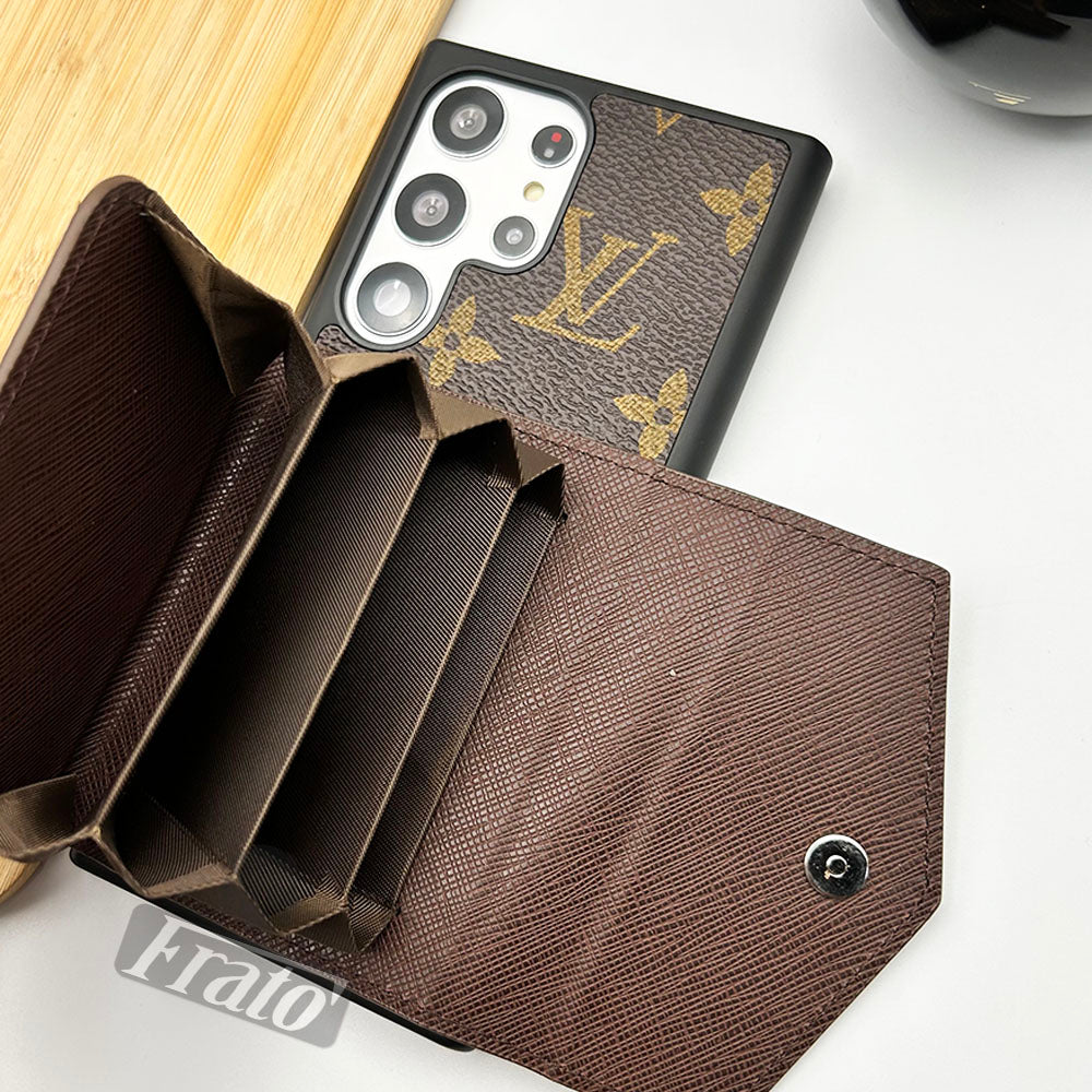 Luxury Brand Leather Wallet Card Holder Case For Samsung Galaxy S25/24/23 Series