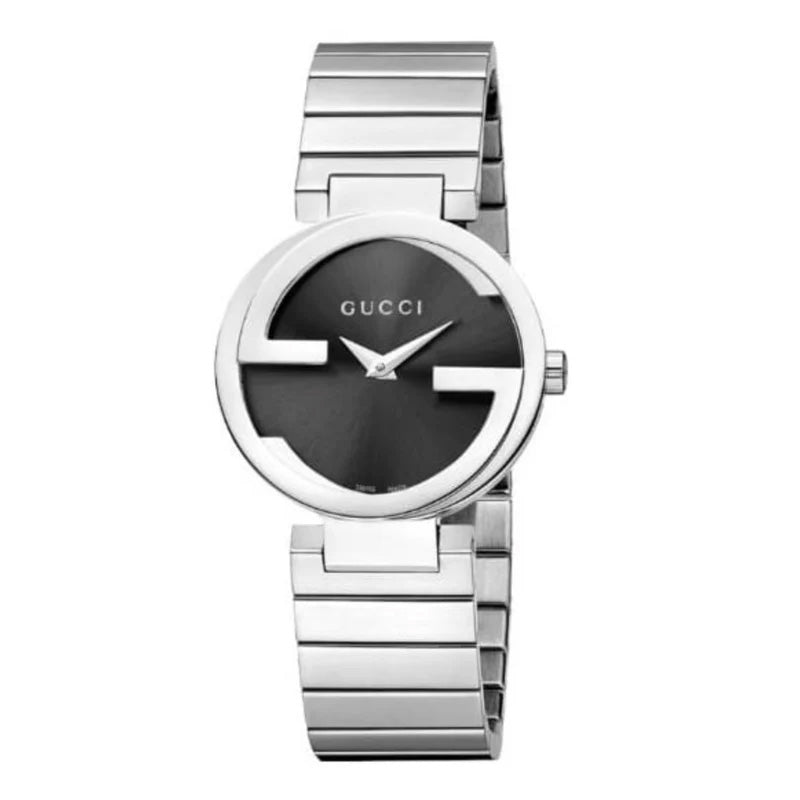 Gucci Watch Interlocking G Ladies 29mm Silver Black