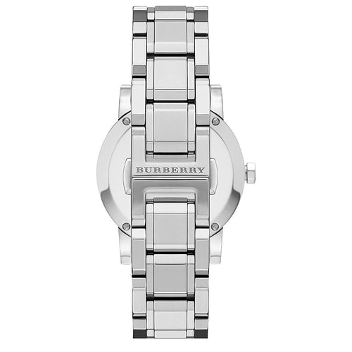 Burberry Ladies Silver Diamond 34mm Watch