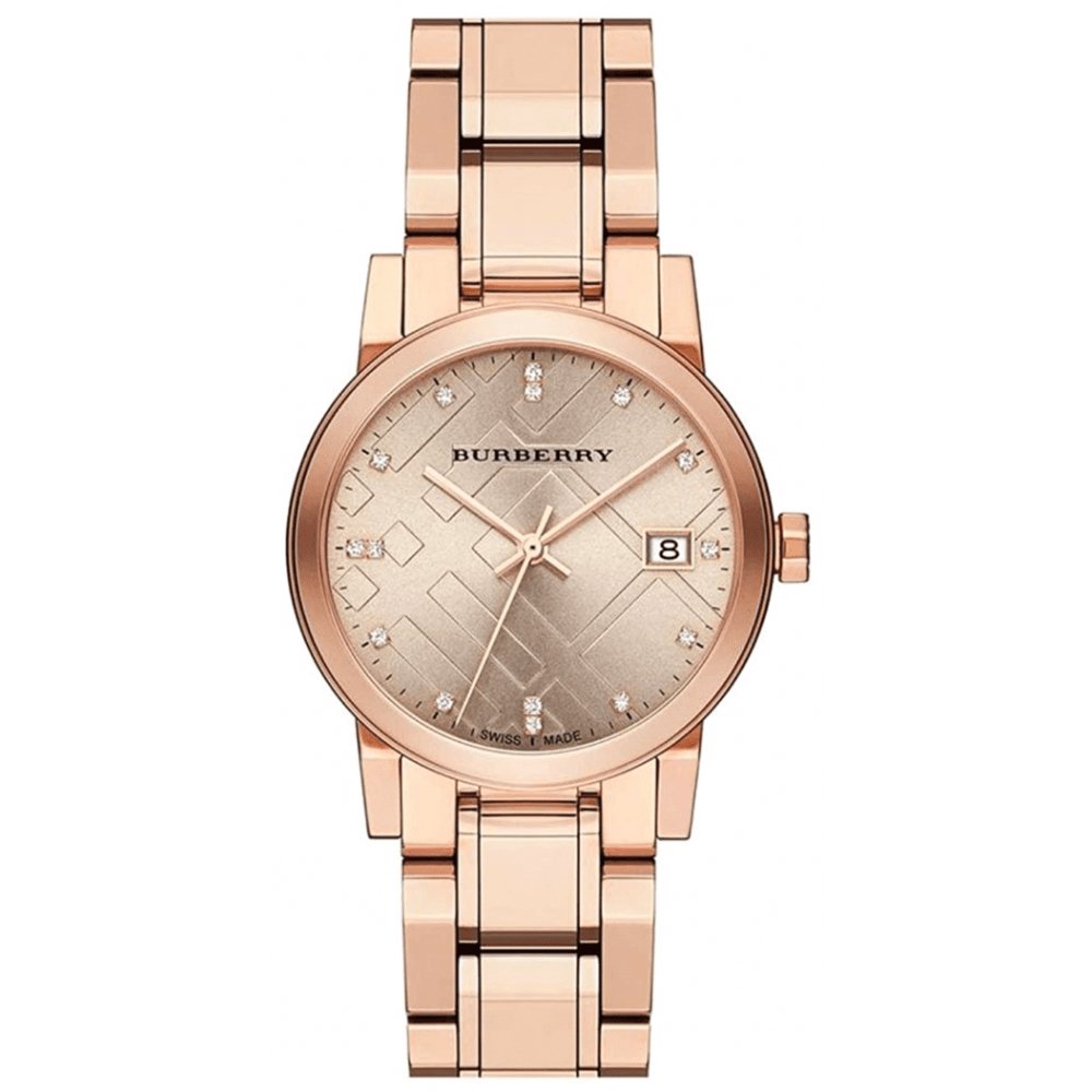 Burberry Ladies Diamond Rose Gold 34mm Watch