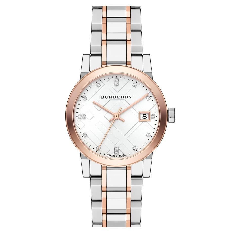 Burberry Ladies Diamonds Two-Tone 34mm Watch