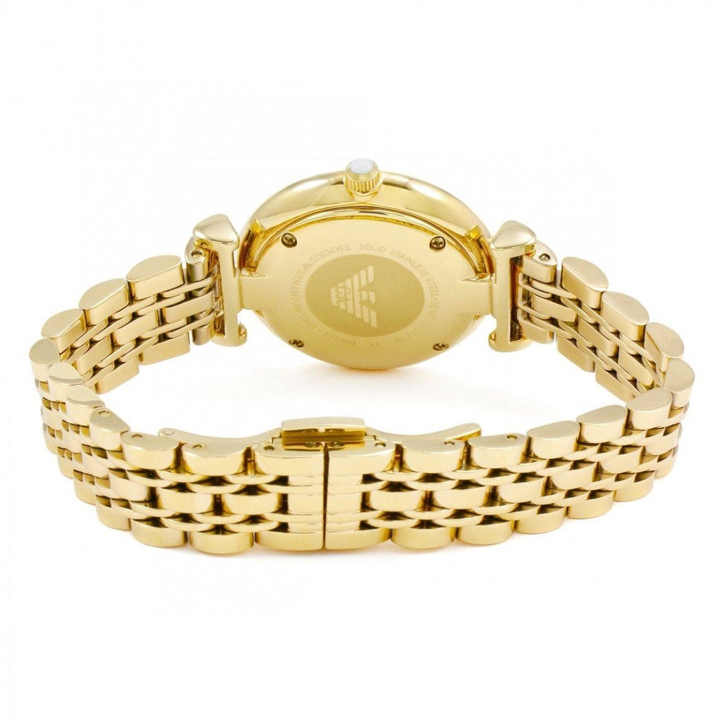 Emporio Armani Ladies Mother of Pearl Gold Watch
