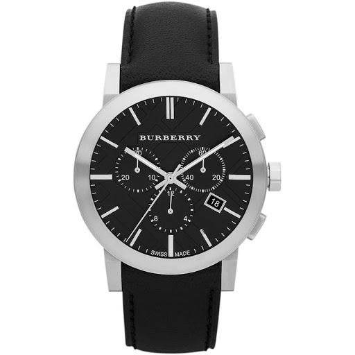 Burberry Mens City Men's Black Chronograph Silver 42mm Watch