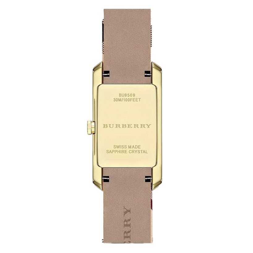 Burberry Ladies The Pioneer Check Yellow Gold Watch