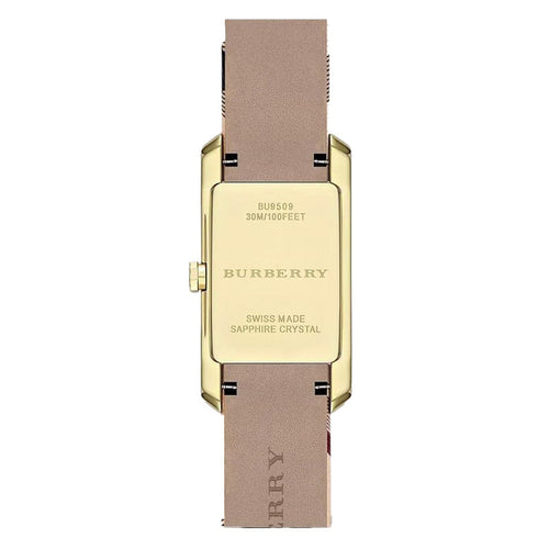 Burberry Ladies The Pioneer Check Yellow Gold Watch
