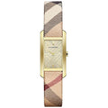 Burberry Ladies The Pioneer Check Yellow Gold Watch