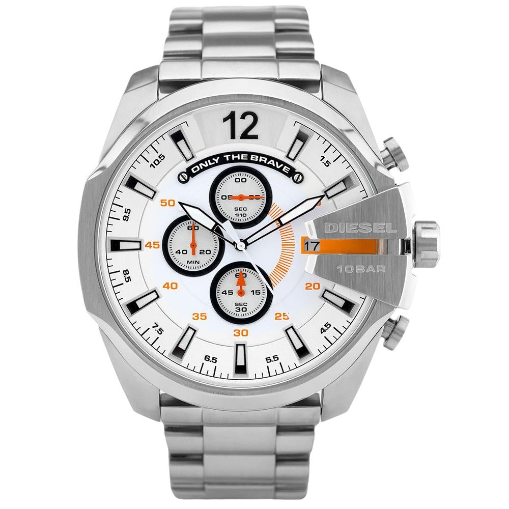 Diesel Men's Silver Mega Chief Chronograph Watch