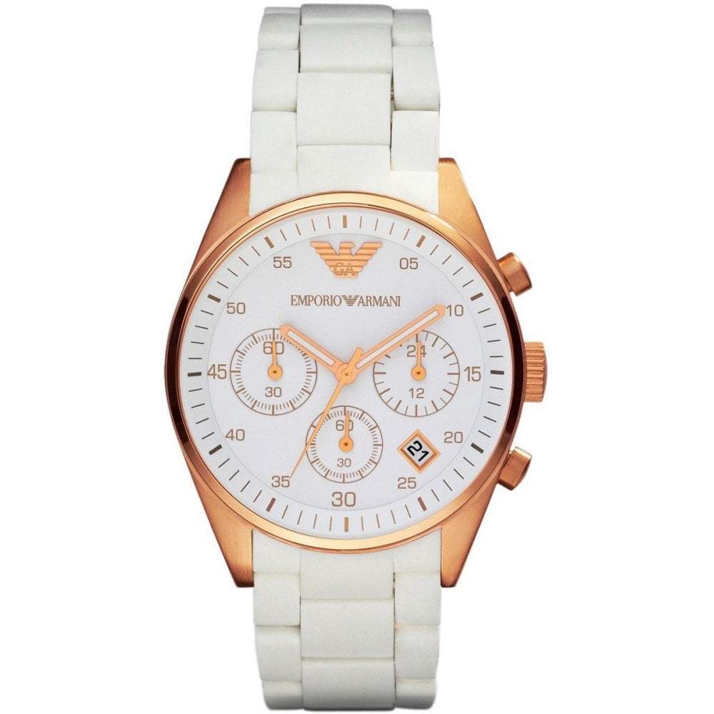 Emporio Armani Ladies Rose Gold Chronograph Watch