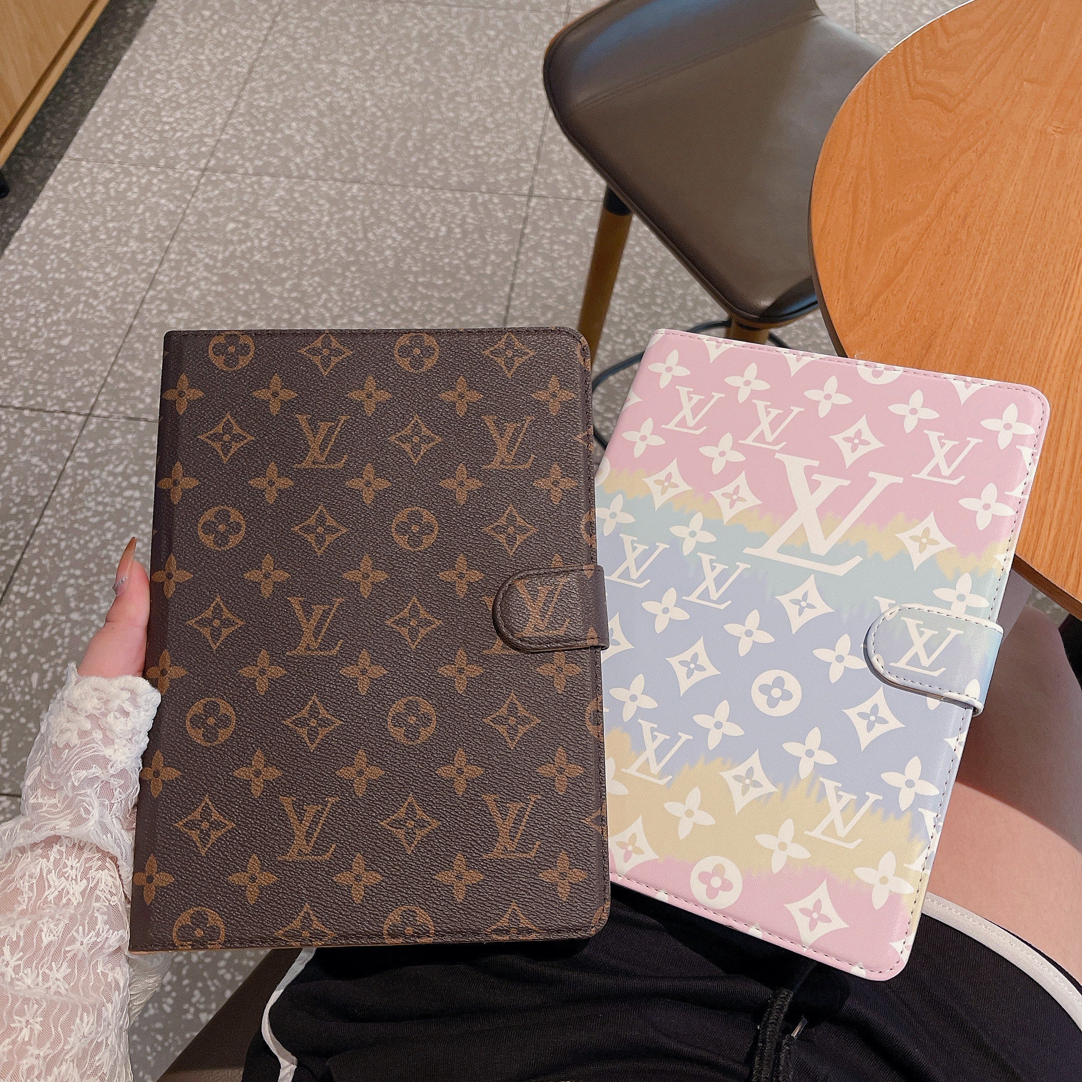 Luxury iPad Case Canvas Monogram Leather Fresh Summer Theme Pattern