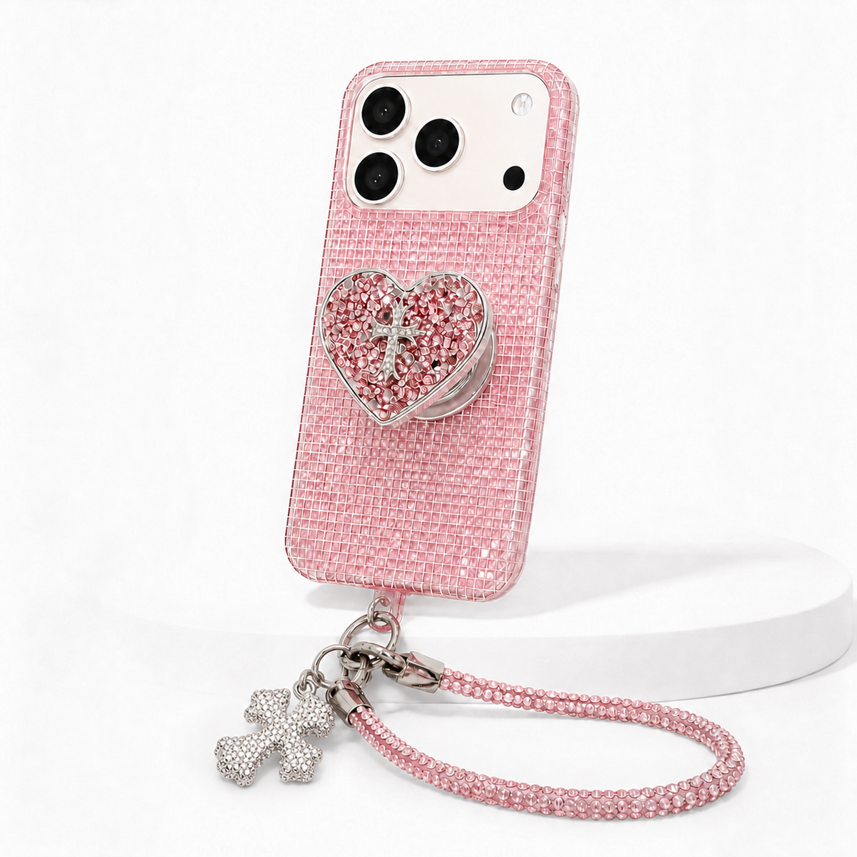 Crystal Heart Grip Case for iPhone