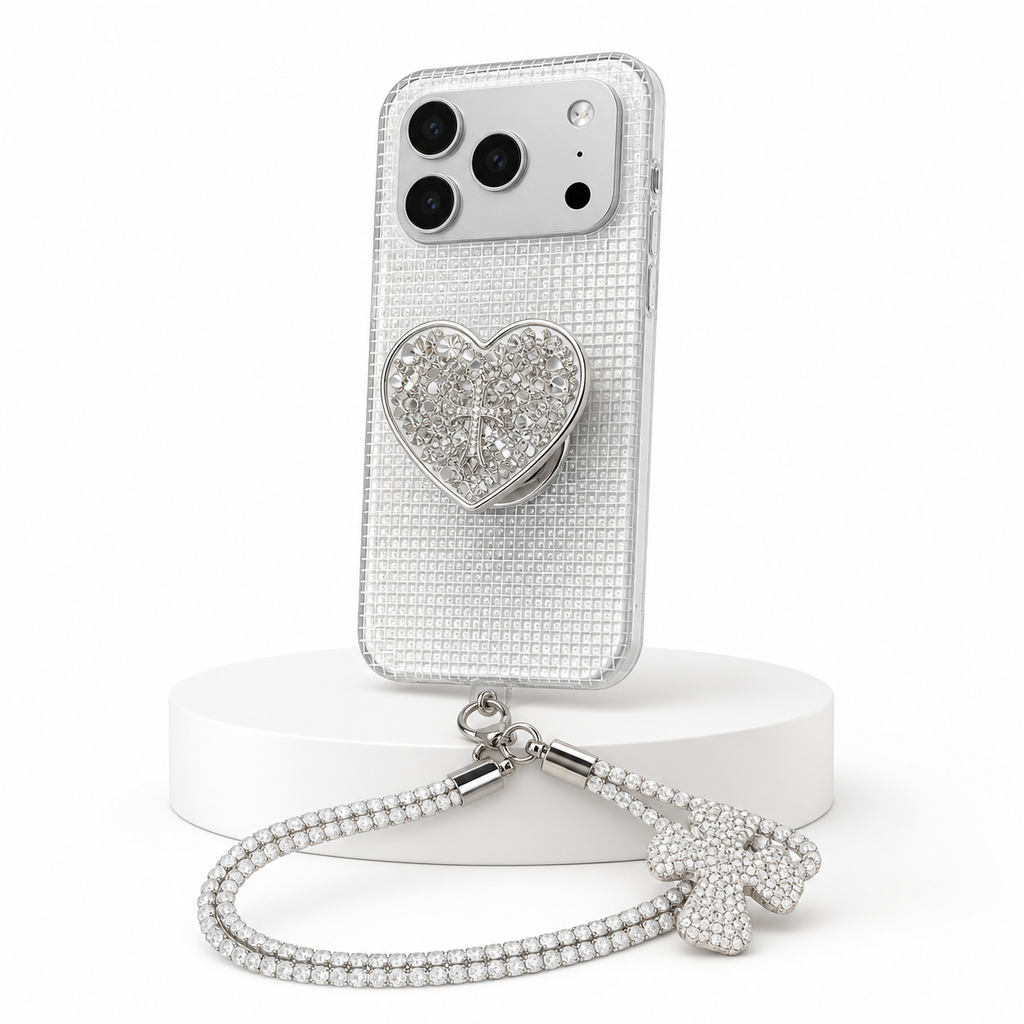 Crystal Heart Grip Case for iPhone