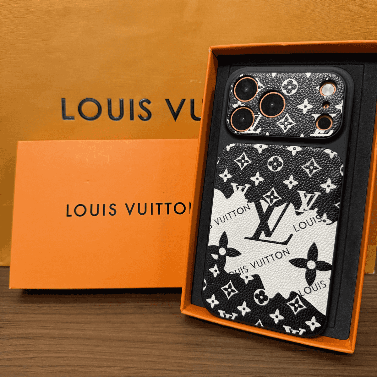 Illustration-Style Monogram Leather iPhone Case