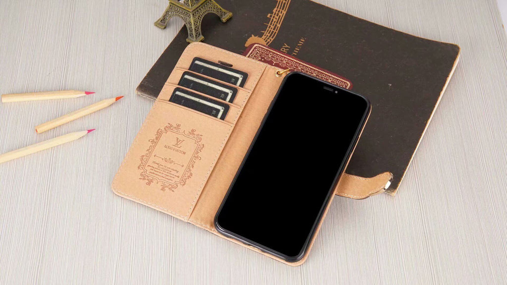 Luxury Monogram Wallet Case for iPhone – Black Checkerboard