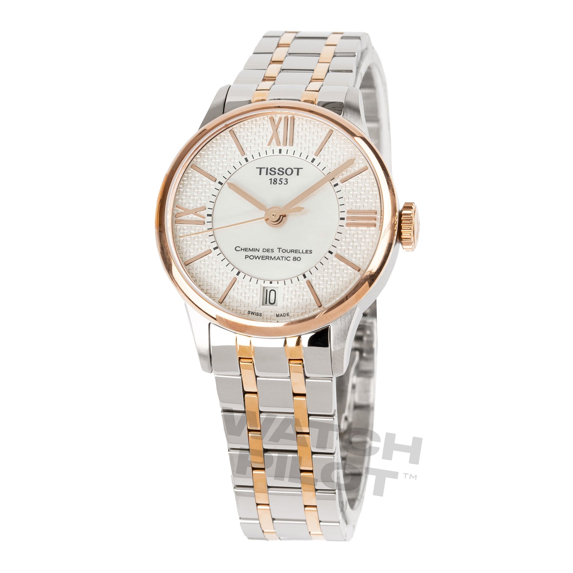Tissot Chemin Des Tourelles Powermatic 80 Ladies White Rose Gold Watch